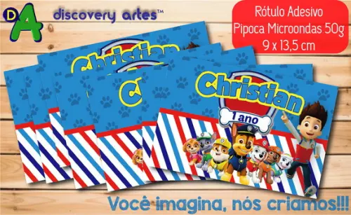 Rótulo Adesivo Pipoca de Microondas Patrulha Canina