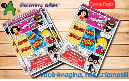 Convite Gibi Digital Super Heroínas