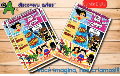 Convite Digital Gibi Super Heroinas