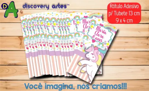Rótulo Adesivo Tubete Unicornio