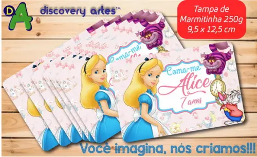 Tampa de Marmitinha Alice no País das Maravilhas