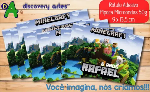 Rótulo Adesivo Pipoca de Microondas Minecraft