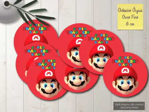 Rótulo Adesivo Àgua Ouro Fino Super Mario Bros