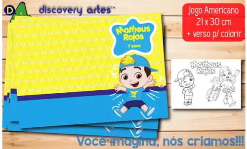Jogo Americano Infantil Luccas Neto (descartável - Tam. A4 )