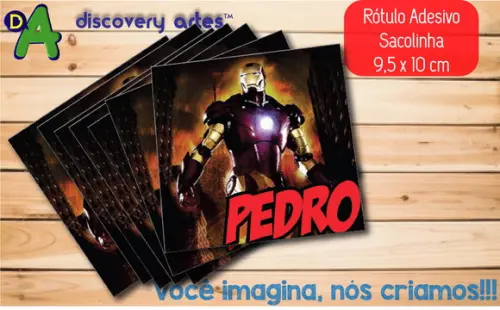 Rótulo Adesivo Sacola Homem de Ferro