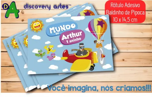 Rótulo Adesivo Baldinho de Pipoca Mundo Bita