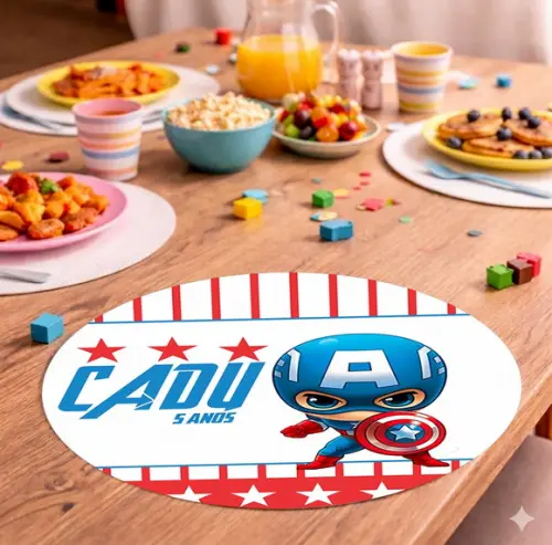 Sousplat Redondo Super Heroi Capitão America (descartável)