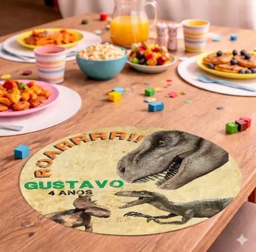 Sousplat Redondo Dinossauro (descartável)