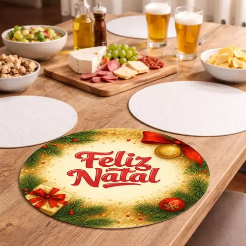 Sousplat Redondo Feliz Natal (descart. - Papel Fotográfico)