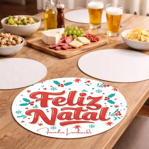 Sousplat Redondo Feliz Natal (descart. - Papel Fotográfico)