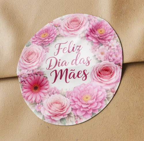 140 Etiquetas Adesivos Feliz Dia das Mães 4 cm