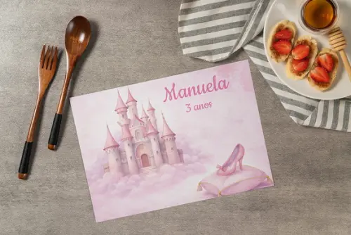 Jogo Americano Castelo Encantado Rosa (descartável)