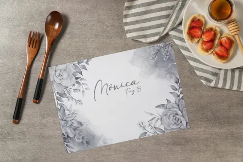 Jogo Americano Floral Cinza (descartável)