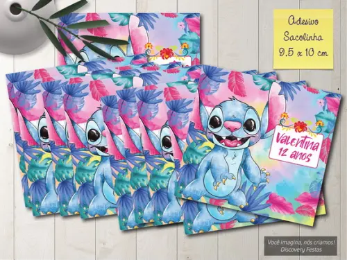 Rótulo Adesivo Sacolinha Stitch