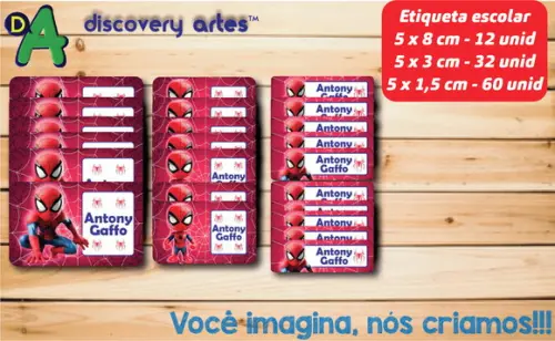Etiqueta Escolar Homem Aranha (104 Etiquetas)