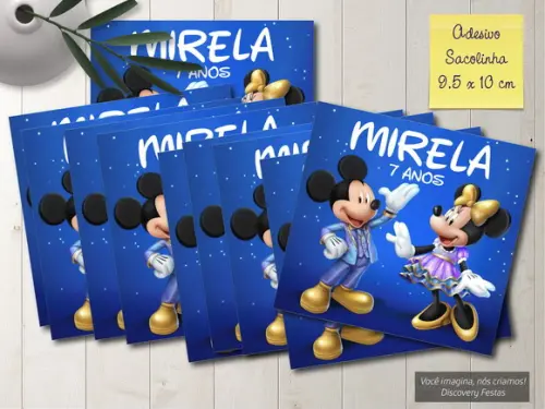Rótulo Adesivo Sacolinha Mickey 50 Anos