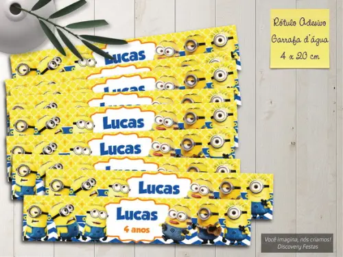 Rótulo Adesivo Garrafa D'água Minions