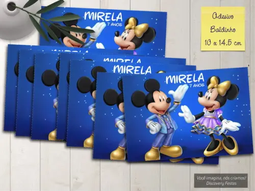 Rótulo Adesivo Baldinho Mickey 50 Anos