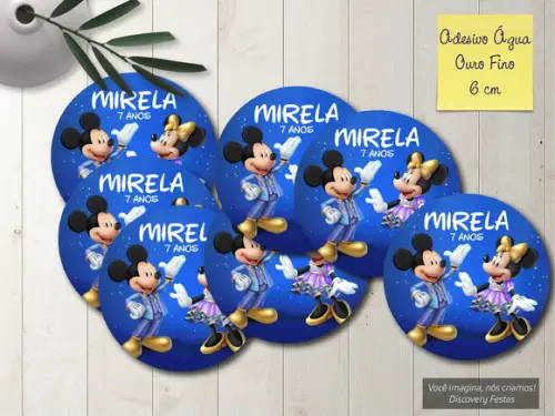 Rótulo Adesivo Água Ouro Fino Mickey 50 Anos