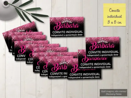 Convite Individual Preto com Pink Debutante