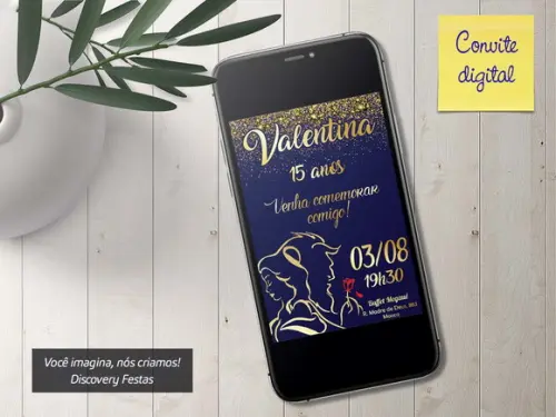 Convite Digital a Bela e a Fera