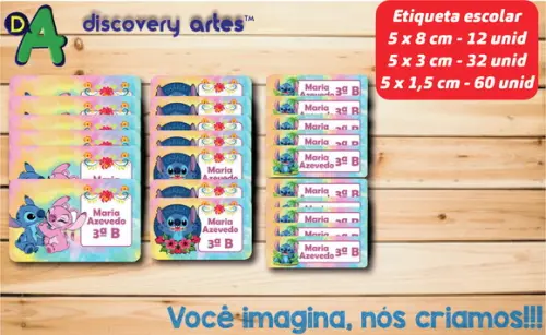 Etiqueta Escolar Stitch (104 Etiquetas)