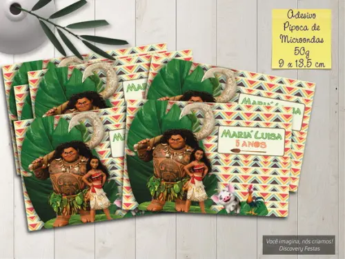 Rótulo Adesivo Pipoca de Microondas Moana