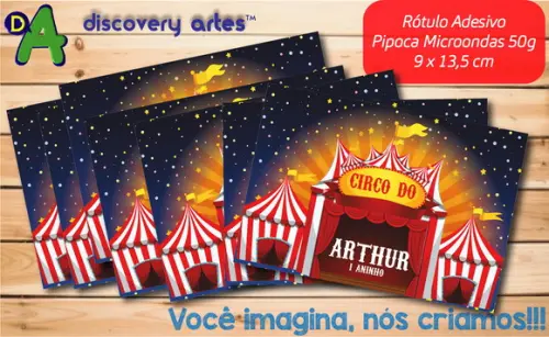 Rótulo Adesivo Pipoca de Microondas Circo