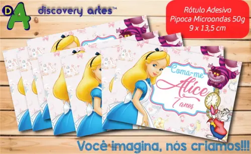 Rótulo Adesivo Pipoca de Microondas Alice no País
