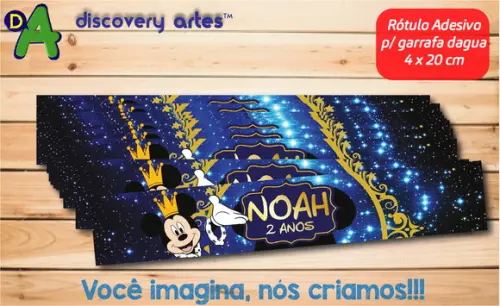 Rótulo Adesivo Garrafa D'água Mickey Realeza
