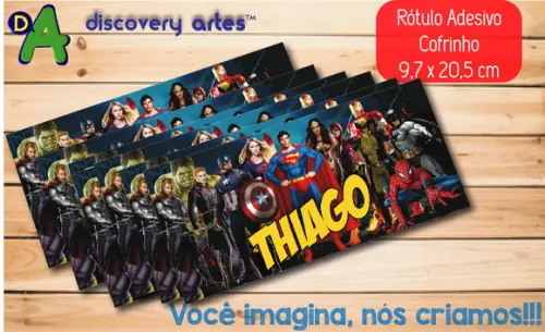 Rótulo Adesivo Cofrinho Super Herois
