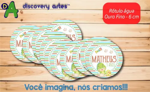 Rótulo Adesivo Água Ouro Fino Dino Baby