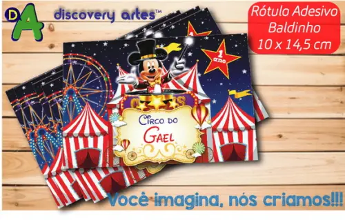 Rótulo Adesivo Baldinho Circo do Mickey