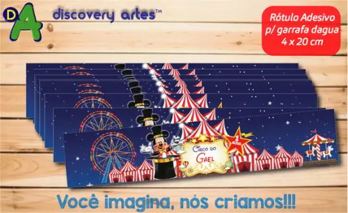 Rótulo Adesivo Garrafa de Água Circo do Mickey