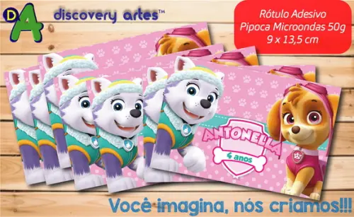 Rótulo Adesivo Pipoca de Microondas Patrulha Canina Skye