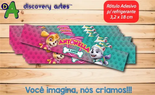Rótulo Adesivo Refrigerante Patrulha Canina Skye
