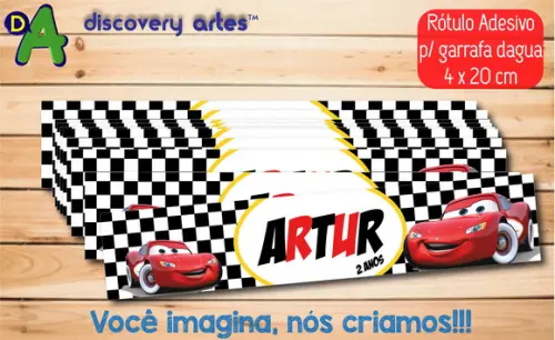 Rótulo Adesivo Garrafa D'água Carros