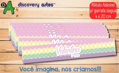 Rótulo Adesivo Garrafa D'água Pop It