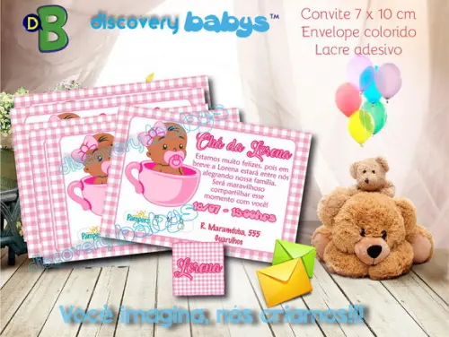Convite Chá de Bebê rosa