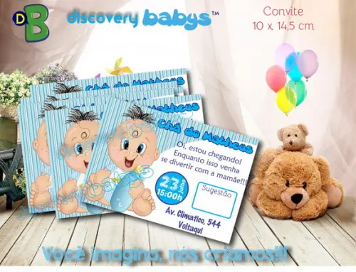 Convite Chá de Bebê azul