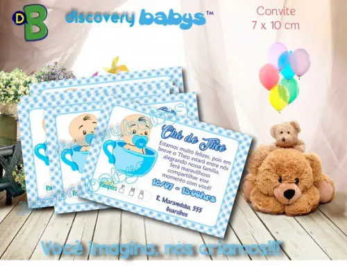 Convite Chá de Bebê azul