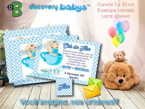Convite Chá de Bebê azul