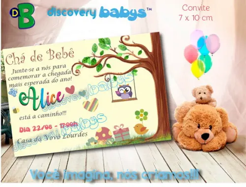 Convite Chá de Bebê Corujinha