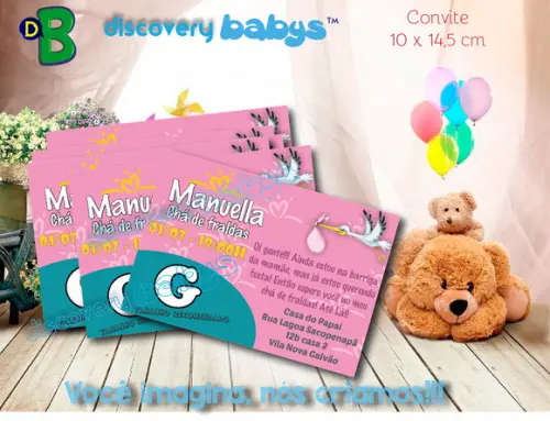 Convite Chá de Bebê Pampers Rosa