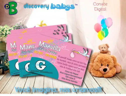 Convite Digital Chá de Bebê Pampers Rosa