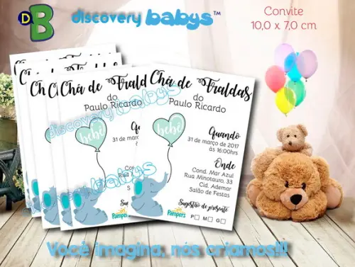 Convite Chá de bebê elefante