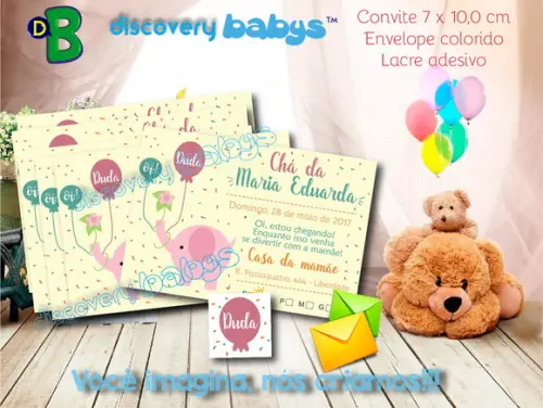 Convite Chá de bebê elefante