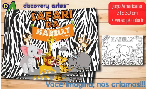 Jogo Americano Infantil Safari (descartável - Tamanho A4)