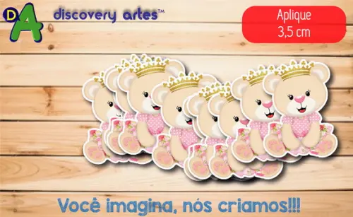 Aplique Ursinha Princesa Rosa (3,5 Cm)