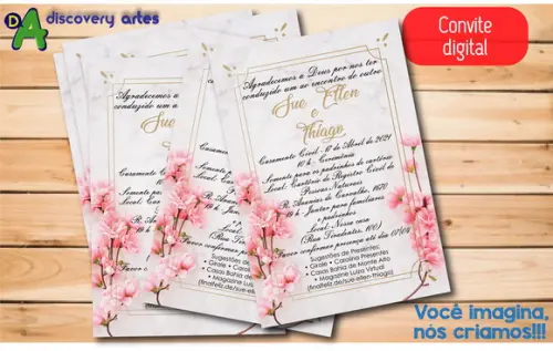 Convite Digital de Casamento Simples (flores)